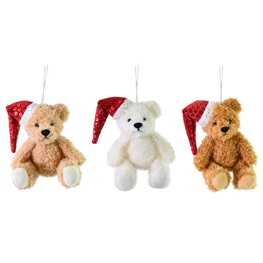 Festive Magic Teddy Bear Christmas Hanging Decoration - 9cm, Assorted Designs