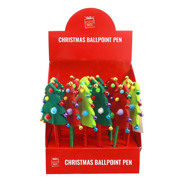 Festive Magic Plush Christmas Tree Ballpoint Pen - 20cm, Assorted Colours