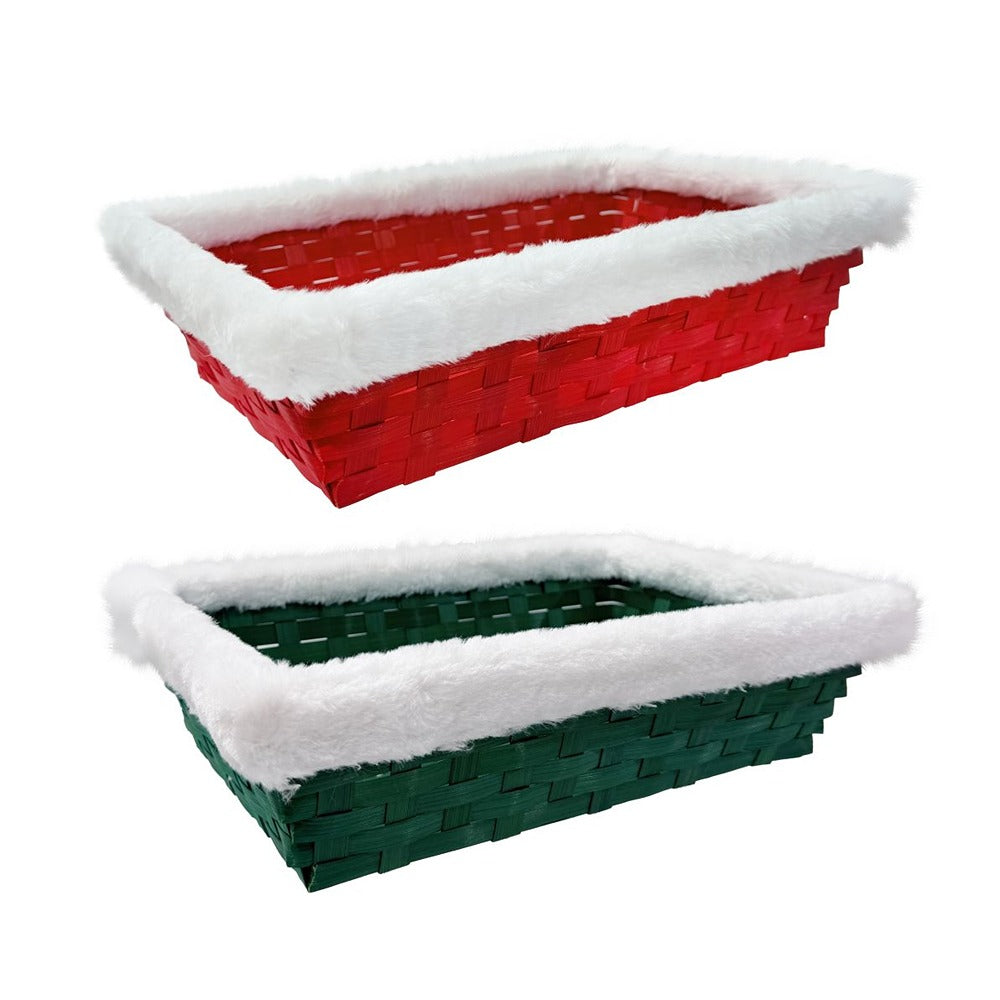 Festive Magic Woven Christmas Storage Basket - 23 x 33cm, Assorted Colours