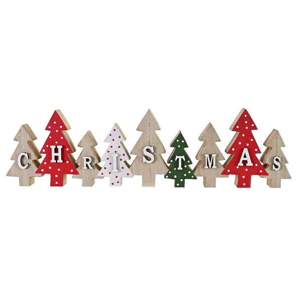Festive Magic Layered Christmas Tree Table Block - 40cm, Rustic Finish