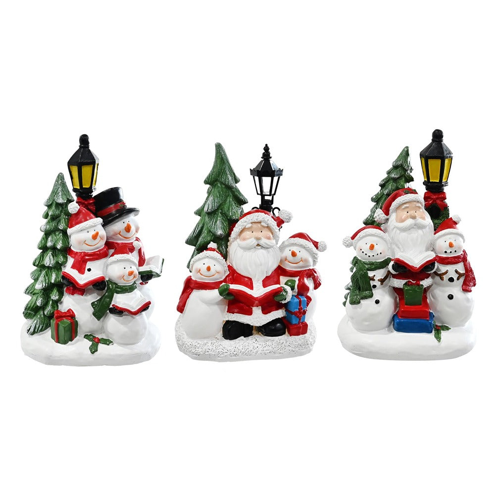 Festive Magic Light-Up Christmas Figure Scene with Lamppost - Assorted Designs