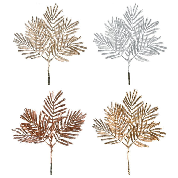 Festive Magic Metallic Fern Leaf Christmas Pick - 27cm, Assorted Colours
