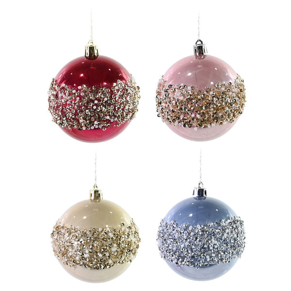 Festive Magic Sequin and Pearl Christmas Bauble - 8cm, Assorted Colours