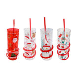 Festive Magic Christmas Spiral Straw Tumbler - 360ml, Assorted Designs and Colours