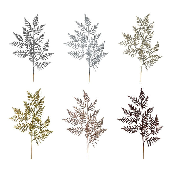 Festive Magic Glitter Fern Leaf Christmas Pick - 60cm, Assorted Colours