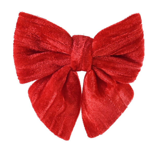 Festive Magic Red Crushed Velvet Christmas Bow Decoration - 14 x 15cm