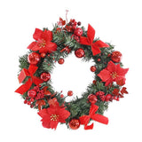 Festive Magic Red Poinsettia and Pine Christmas Wreath - 40cm