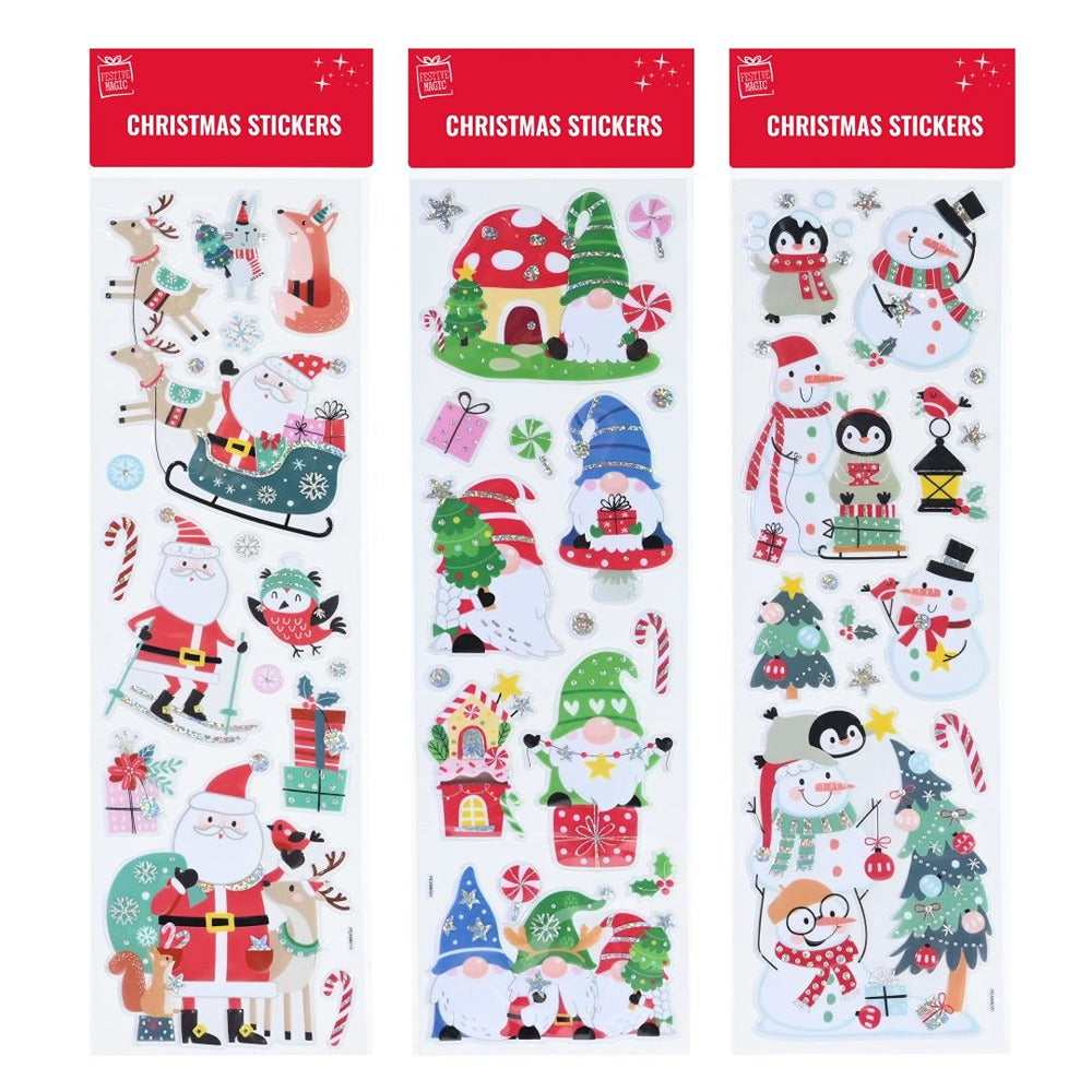 Festive Magic Christmas Character Puffy Stickers - Assorted Designs, Silver