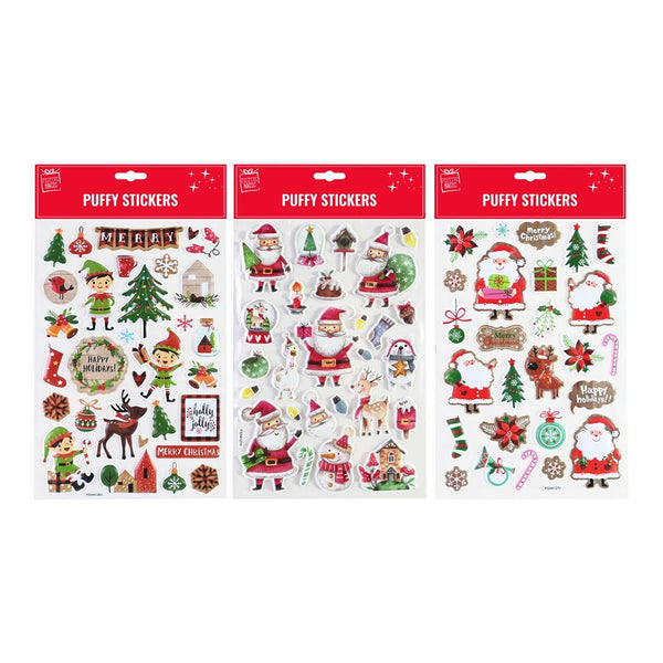 Festive Magic Retro Christmas Puffy Character Stickers - Assorted Designs