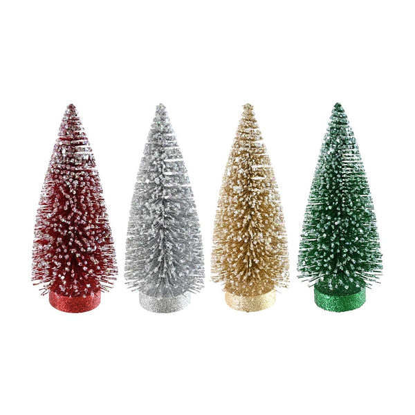 Festive Magic Glitter Bristle Christmas Tree Decoration - 15cm, Assorted Colours