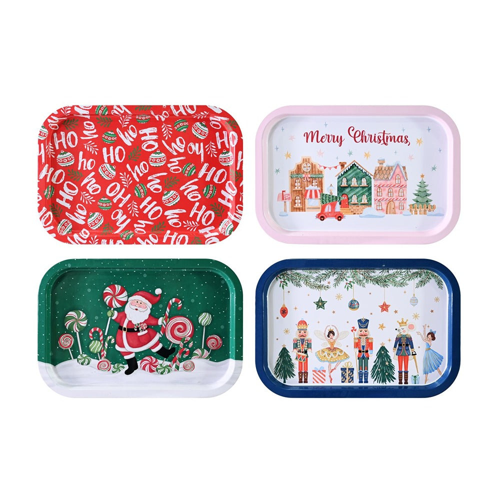 Festive Magic Metal Christmas Serving Tray - Assorted Designs and Colours