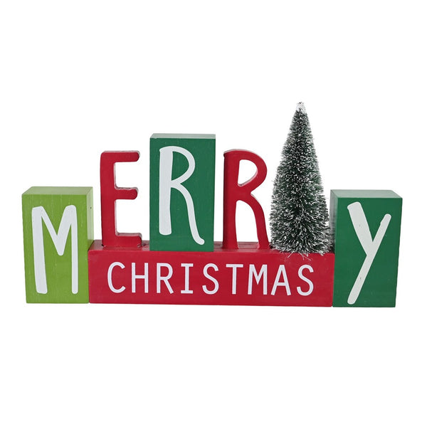 Festive Magic Merry Christmas Tabletop Decoration - 30cm, 3D Lettering