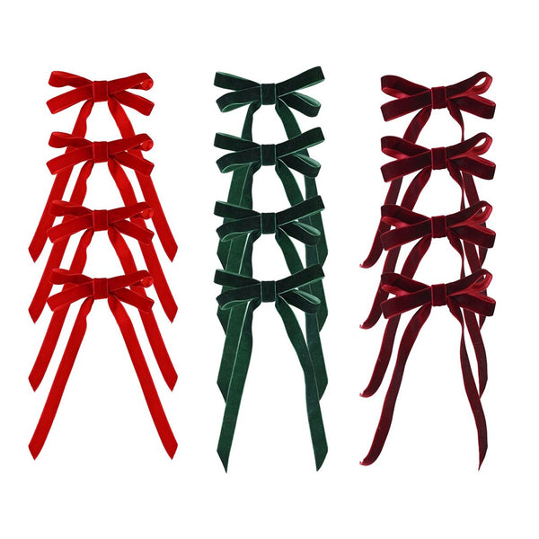 Festive Magic Velvet Christmas Bow Clips - Pack of 4, Assorted Colours