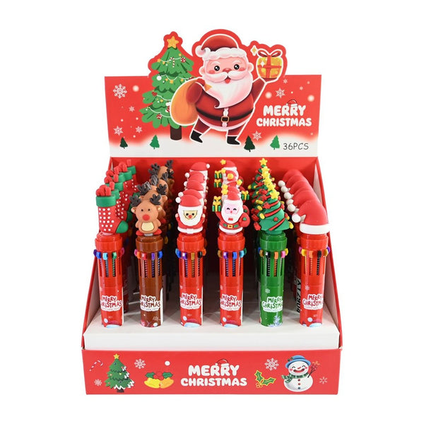 Festive Magic Christmas Multi-Colour Pens - 10 Colours, Assorted Designs
