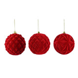 Festive Magic Red Flocked Embossed Christmas Bauble - 10cm, Assorted Designs
