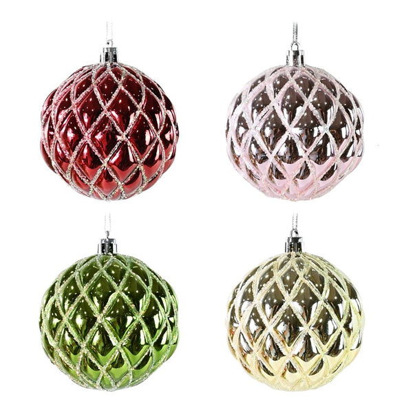 Festive Magic Faceted Iridescent Glitter Bauble - 8cm, Assorted Colours