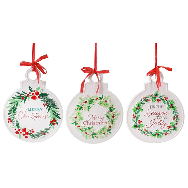Festive Magic Metal Bauble Hanging Plaque - 20 x 26cm, Assorted Designs