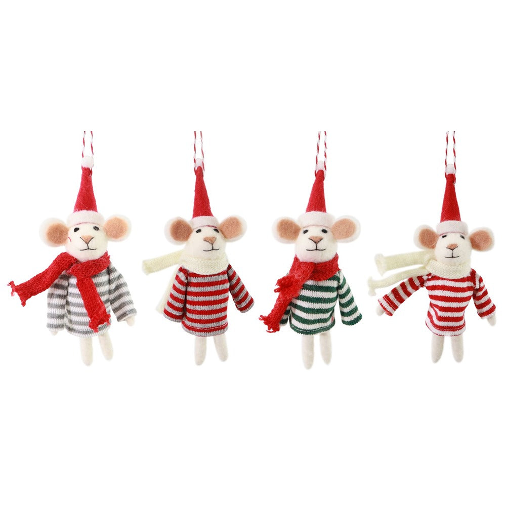 Festive Magic Christmas Mouse Hanging Decoration - 18cm, Assorted Designs