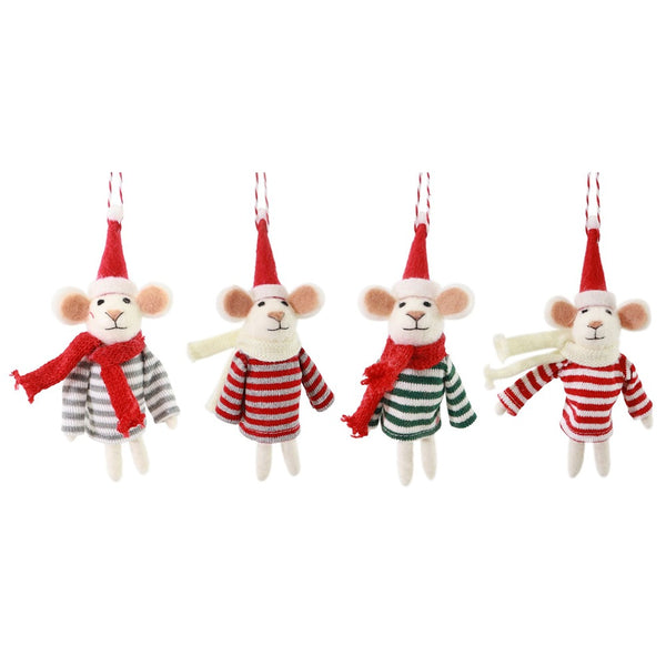 Festive Magic Christmas Mouse Hanging Decoration - 18cm, Assorted Designs