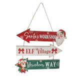 Festive Magic Triple Direction Christmas Hanging Sign - 36cm, Rustic Finish