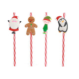 Festive Magic Assorted Character Christmas Drinking Straws - Pack of 4