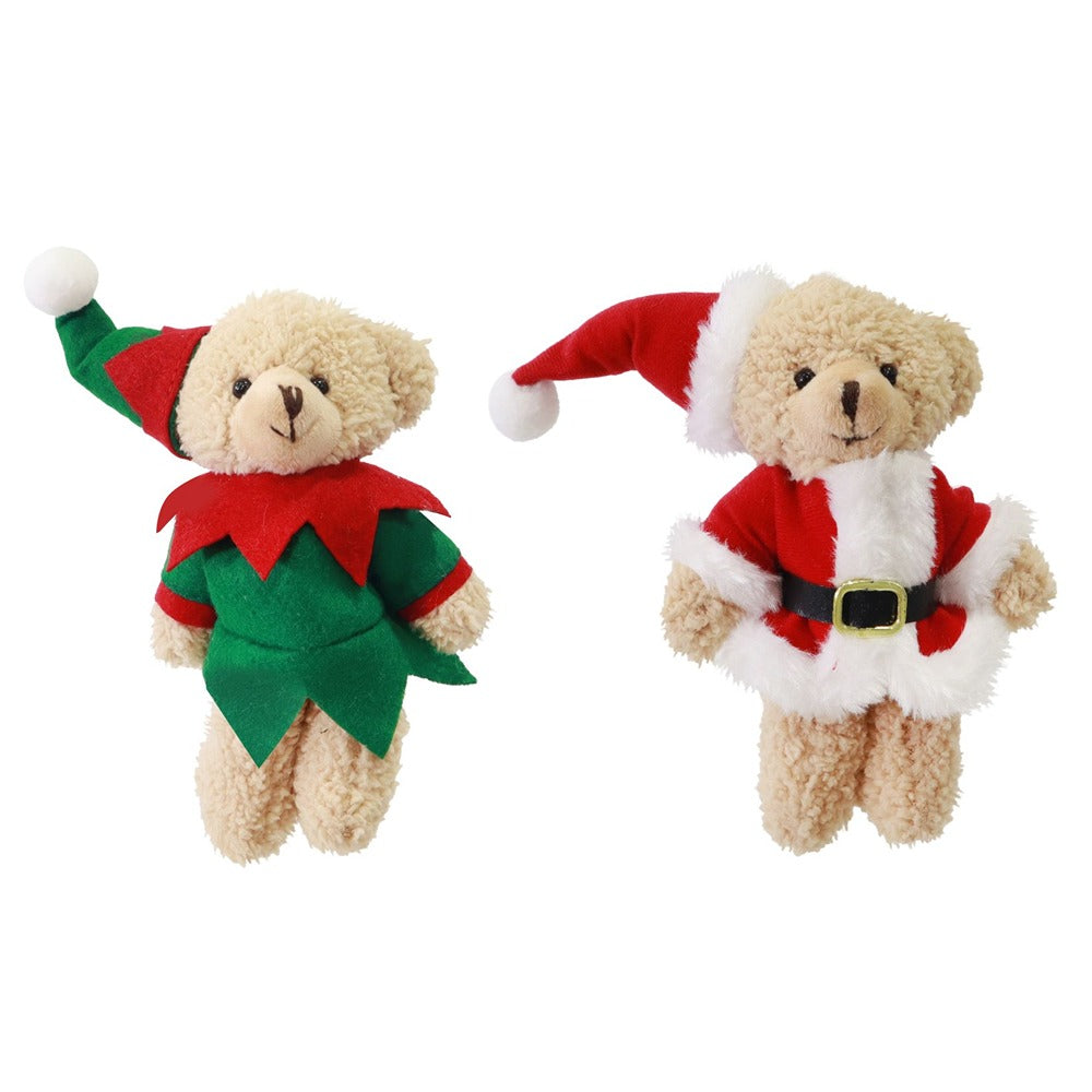 Festive Magic Plush Christmas Hanging Bear Decoration - 16cm, Assorted Designs