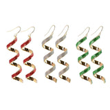 Festive Magic Glitter Spiral Drop Earrings - Assorted Christmas Colours