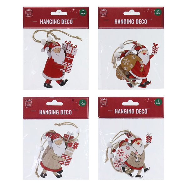 Festive Magic Santa Hanging Decorations - Pack of 2, Assorted Designs