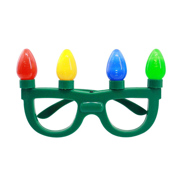 Festive Magic Flashing Christmas Light Bulb Novelty Glasses - Multicoloured