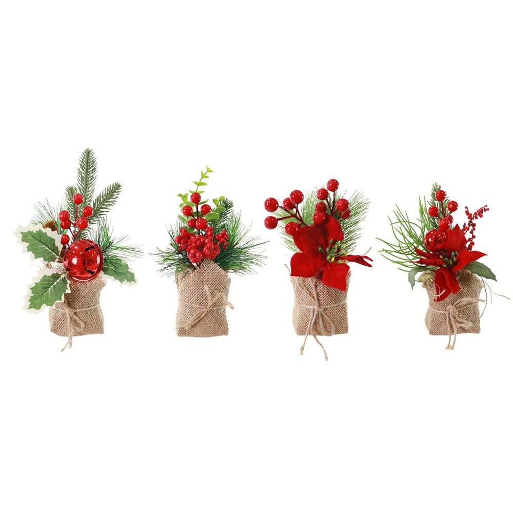 Festive Magic Mini Potted Pine Christmas Decoration - 23cm, Assorted Designs