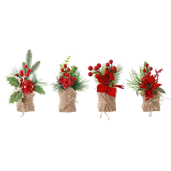 Festive Magic Mini Potted Pine Christmas Decoration - 23cm, Assorted Designs