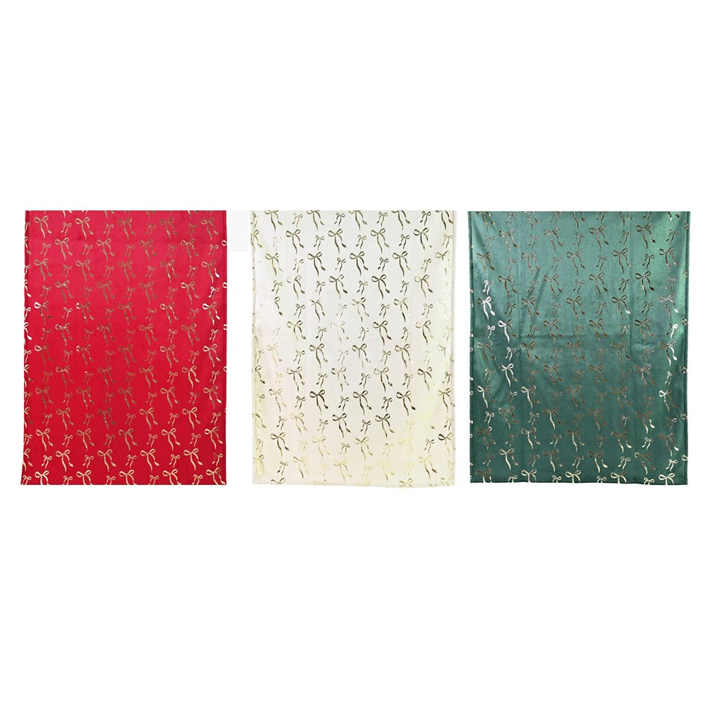 Festive Magic Velvet Foil Bow Christmas Runner - 180cm, Assorted Colours