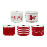 Festive Magic Assorted Wired Christmas Ribbon - 50mm x 2.7m, Red Designs
