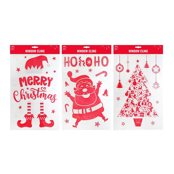 Festive Magic Flocked Glitter Window Decals - Assorted Christmas Designs