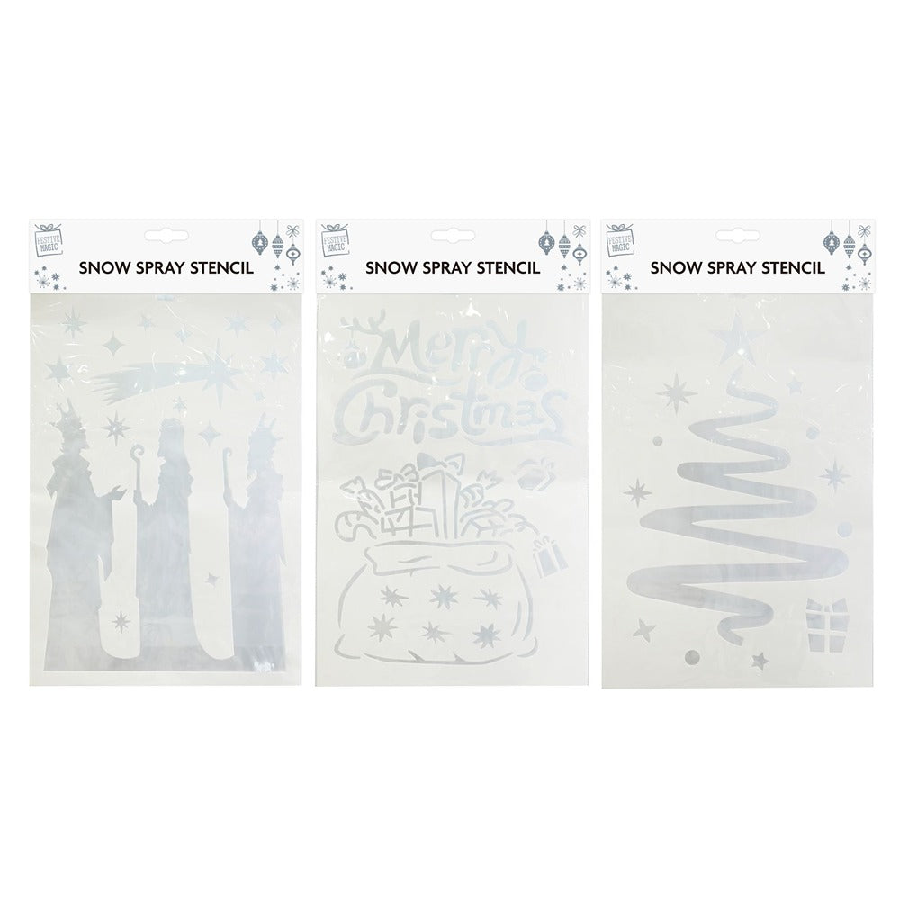 Festive Magic Christmas Snow Spray Stencil - 44 x 65cm, Assorted Designs