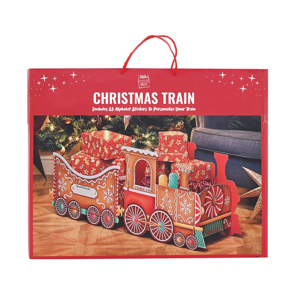 Festive Magic Giant Gingerbread Christmas Gift Train Decoration - Personalised