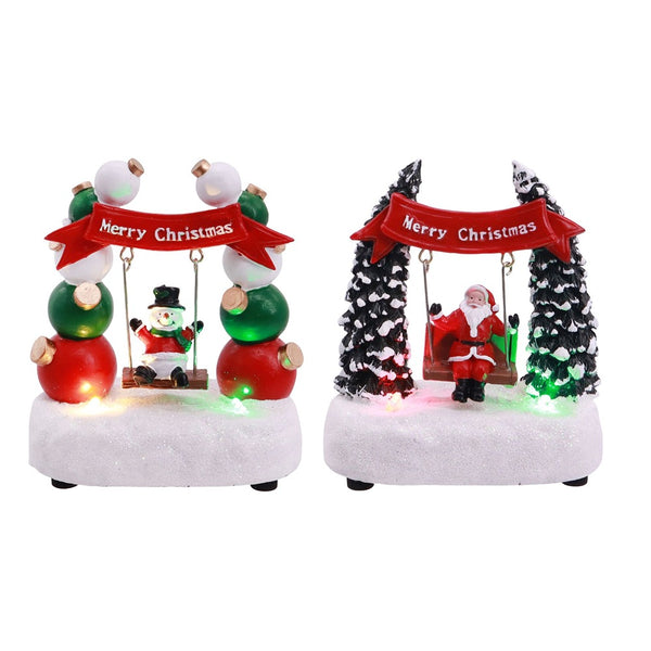 Festive Magic Illuminated Arch Swing Christmas Ornament - Assorted Designs