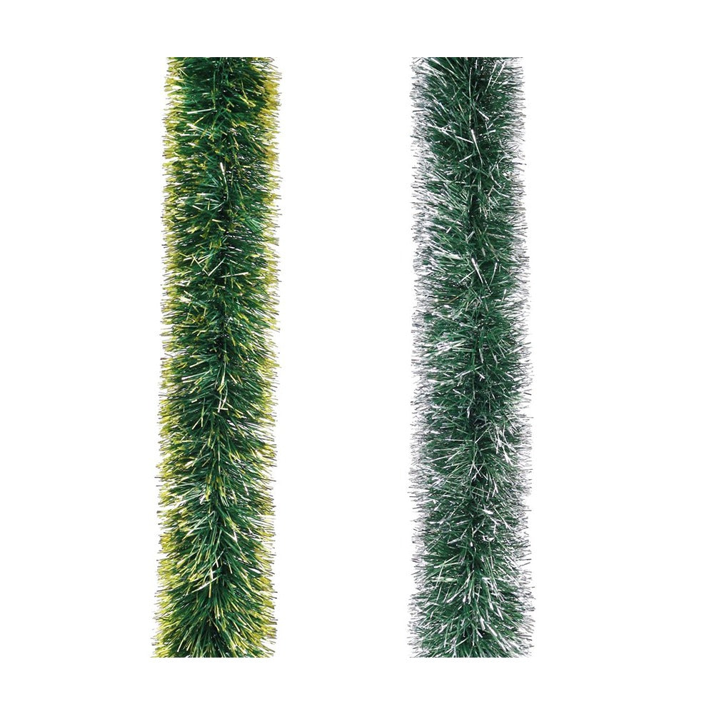 Festive Magic Green Metallic Christmas Tinsel Garland - 3m, Assorted Colours