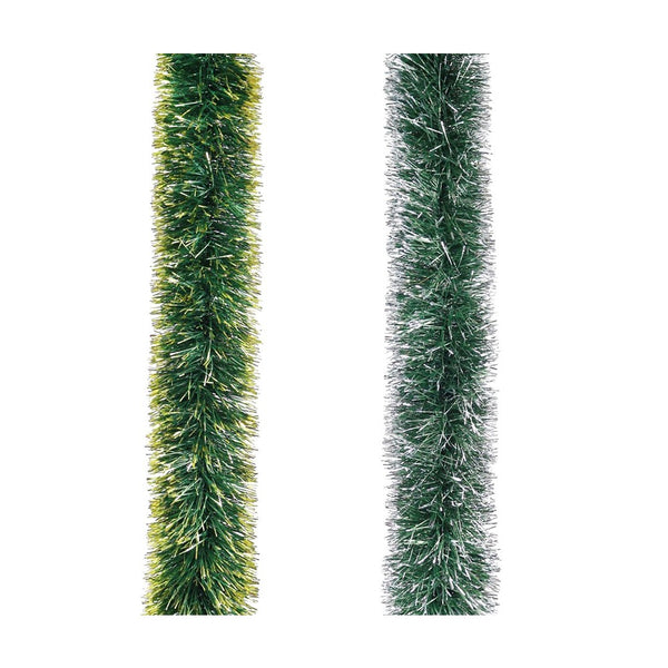 Festive Magic Green Metallic Christmas Tinsel Garland - 3m, Assorted Colours