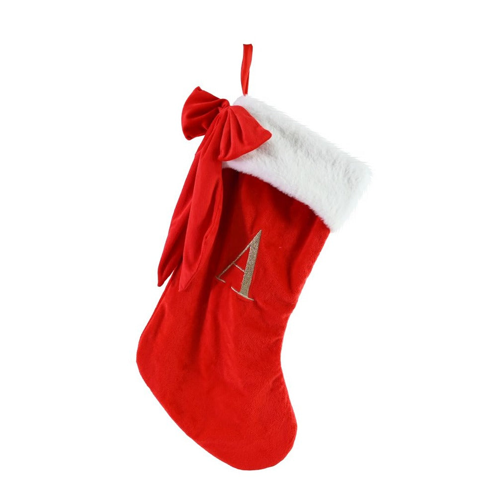 Festive Magic Luxury Alphabet Christmas Stocking with Bow - Assorted Initials