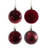 Festive Magic Burgundy and Red Assorted Christmas Baubles - 60mm, Pack of 24