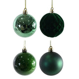 Festive Magic Assorted Dark Green Christmas Baubles - 60mm, Pack of 24