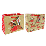 Festive Magic Large Dachshund Christmas Gift Bag - Assorted Colours, Gold Foil