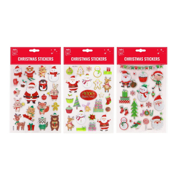 Festive Magic Puffy Foil Laser Christmas Stickers - Assorted Designs