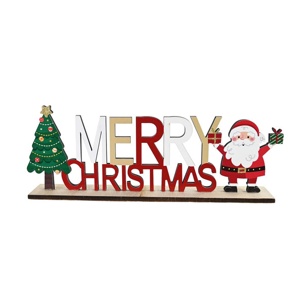 Festive Magic Merry Christmas Freestanding Table Sign - 32cm, Glitter Accents