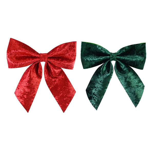 Festive Magic Velvet Christmas Bow - 20 x 40cm, Assorted Red and Green