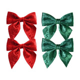 Festive Magic Velvet Christmas Bows - Pack of 2, 14 x 18cm, Assorted Colours