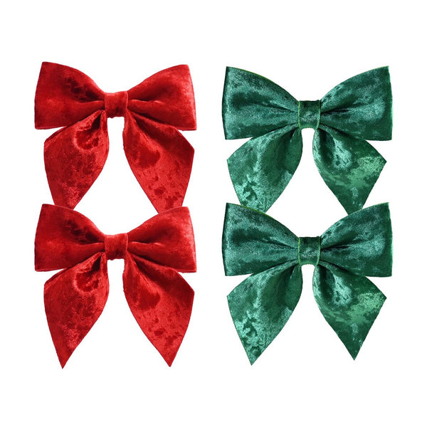 Festive Magic Velvet Christmas Bows - Pack of 2, 14 x 18cm, Assorted Colours