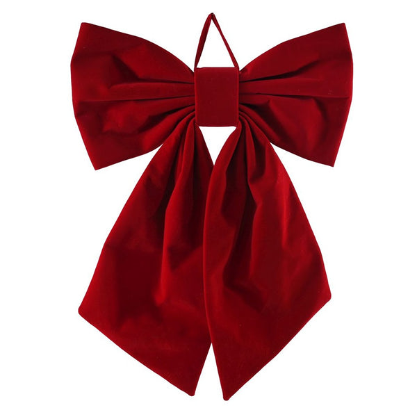 Festive Magic Burgundy Flocked Christmas Bow Decoration - 46 x 64cm