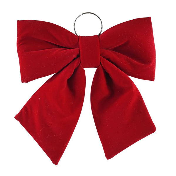 Festive Magic Burgundy Velvet-Look Flocked Christmas Door Bow - 33 x 37cm